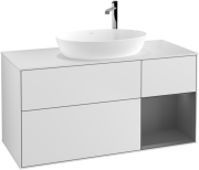 Тумба під раковину Villeroy & Boch Finion 120х50,1 см із підсвічуванням МДФ білий матовий лак/скло біле матове F951GKMT