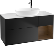 Тумба під раковину Villeroy & Boch Finion 120х50,1 см із підсвічуванням МДФ чорний матовий лак/скло біле матове F951GNPD