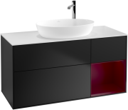 Тумба під раковину Villeroy & Boch Finion 120х50,1 см із підсвічуванням МДФ чорний матовий лак/скло біле матове F951HBPD