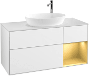 Тумба під раковину Villeroy & Boch Finion 120х50,1 см з підсвіткою МДФ білий глянцевий лак/скло біле матове F951HFGF