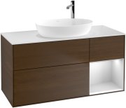 Тумба під раковину Villeroy & Boch Finion 120х50,1 см із підсвічуванням МДФ шпон волоського горіха/скло біле матове F951MTGN