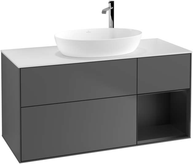 Тумба под раковину Villeroy & Boch Finion 120х50,1 см с подсветкой МДФ антрацит матовый лак/стекло белое матовое F951PDGK