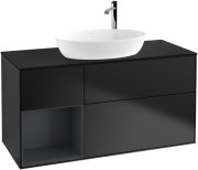 Тумба під раковину Villeroy & Boch Finion 120х50,1 см з підсвічуванням МДФ чорний матовий лак/скло чорне матове G942HGPD