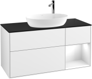 Тумба под раковину Villeroy & Boch Finion 120х50,1 см с подсветкой МДФ глянцевый белый лак/стекло черное матовое F952GFGF