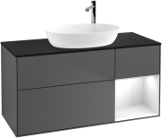 Тумба під раковину Villeroy & Boch Finion 120х50,1 см з підсвічуванням антрацит матовий лак/скло чорне матове F952GFGK