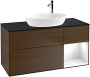 Тумба под раковину Villeroy & Boch Finion 120х50,1 см с подсветкой МДФ шпон грецкого ореха/стекло черное матовое F952GFGN