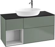 Тумба під раковину Villeroy & Boch Finion 120х50,1 см із підсвічуванням МДФ оливковий матовий лак/скло чорне матове G942MTGM