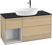 Тумба під раковину Villeroy & Boch Finion 120х50,1 см з підсвічуванням МДФ шпон дуба/скло чорне матове G942MTPC