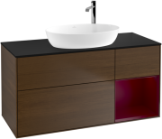 Тумба под раковину Villeroy & Boch Finion 120х50,1 см с подсветкой МДФ шпон грецкого ореха/стекло черное матовое F952HBGN