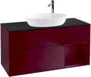 Тумба під раковину Villeroy & Boch Finion 120х50,1 см з підсвічуванням МДФ півонія матовий лак/скло чорне матове F952HBHB