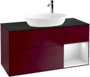 Тумба под раковину Villeroy & Boch Finion 120х50,1 см с подсветкой МДФ пион матовый лак/стекло черное матовое F952MTHB