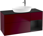 Тумба под раковину Villeroy & Boch Finion 120х50,1 см с подсветкой МДФ пион матовый лак/стекло черное матовое F952PDHB