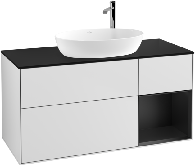 Тумба под раковину Villeroy & Boch Finion 120х50,1 см с подсветкой МДФ белый матовый лак/стекло черное матовое F952PDMT