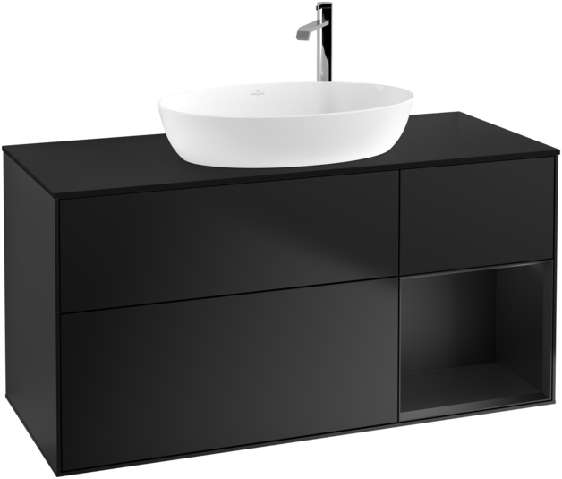 Тумба под раковину Villeroy & Boch Finion 120х50,1 см с подсветкой МДФ черный матовый лак/стекло черное матовое F952PDPD