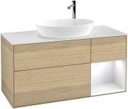 Тумба под раковину Villeroy & Boch Finion 120х50,1 см с подсветкой МДФ шпон дуба/стекло белое матовое F951GFPC