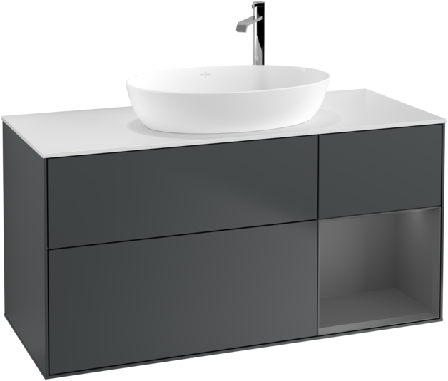 Тумба под раковину Villeroy & Boch Finion 120х50,1 см с подсветкой МДФ темно-синий матовый лак/стекло белое матовое F951GKHG