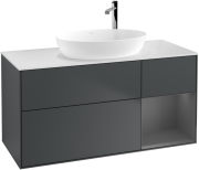 Тумба под раковину Villeroy & Boch Finion 120х50,1 см с подсветкой МДФ темно-синий матовый лак/стекло белое матовое F951GKHG