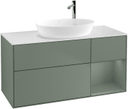 Тумба под раковину Villeroy & Boch Finion 120х50,1 см с подсветкой МДФ оливковый матовый лак/стекло белое матовое F951GMGM