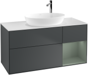 Тумба под раковину Villeroy & Boch Finion 120х50,1 см с подсветкой МДФ темно-синий матовый лак/стекло белое матовое F951GMHG