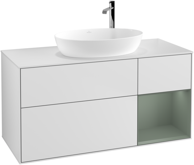 Тумба под раковину Villeroy & Boch Finion 120х50,1 см с подсветкой МДФ белый матовый лак/стекло белое матовое F951GMMT