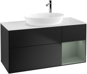 Тумба под раковину Villeroy & Boch Finion 120х50,1 см с подсветкой МДФ черный матовый лак/стекло белое матовое F951GMPD