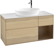 Тумба под раковину Villeroy & Boch Finion 120х50,1 см с подсветкой МДФ шпон дуба/стекло белое матовое F951GNPC