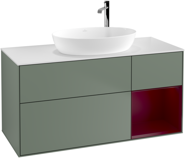 Тумба под раковину Villeroy & Boch Finion 120х50,1 см с подсветкой МДФ оливковый матовый лак/стекло белое матовое F951HBGM