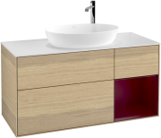 Тумба под раковину Villeroy & Boch Finion 120х50,1 см с подсветкой МДФ шпон дуба/стекло белое матовое F951HBPC