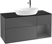 Тумба під раковину Villeroy & Boch Finion 120х50,1 см з підсвічуванням антрацит матовий лак/скло чорне матове F952GKGK