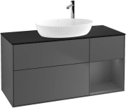Тумба під раковину Villeroy & Boch Finion 120х50,1 см з підсвічуванням антрацит матовий лак/скло чорне матове F952GKGK