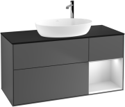 Тумба под раковину Villeroy & Boch Finion 120х50,1 см с подсветкой МДФ антрацит матовый лак/стекло черное матовое F952MTGK