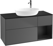 Тумба під раковину Villeroy & Boch Finion 120х50,1 см з підсвічуванням антрацит матовий лак/скло чорне матове F952PDGK