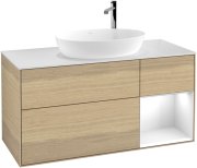 Тумба під раковину Villeroy & Boch Finion 120х50,1 см із підсвічуванням МДФ шпон дуба/скло біле матове F951GFPC