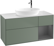 Тумба під раковину Villeroy & Boch Finion 120х50,1 см із підсвічуванням МДФ оливковий матовий лак/скло біле матове F951GKGM