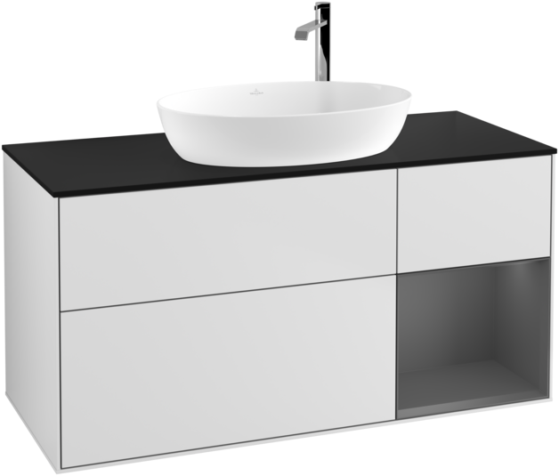 Тумба під раковину Villeroy & Boch Finion 120х50,1 см із підсвічуванням МДФ білий матовий лак/скло чорне матове F952GKMT