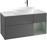 Тумба під раковину Villeroy & Boch Finion 120х50,1 см з підсвічуванням антрацит матовий лак/скло біле матове F951GMGK