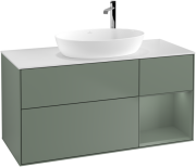 Тумба під раковину Villeroy & Boch Finion 120х50,1 см із підсвічуванням МДФ оливковий матовий лак/скло біле матове F951GMGM