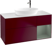 Тумба под раковину Villeroy & Boch Finion 120х50,1 см с подсветкой МДФ пион матовый лак/стекло белое матовое F951GMHB
