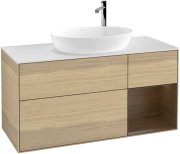 Тумба под раковину Villeroy & Boch Finion 120х50,1 см с подсветкой МДФ шпон дуба/стекло белое матовое F951GNPC