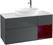 Тумба під раковину Villeroy & Boch Finion 120х50,1 см із підсвічуванням МДФ темно-синій матовий лак/скло біле матове F951HBHG