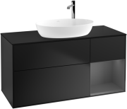 Тумба под раковину Villeroy & Boch Finion 120х50,1 см с подсветкой МДФ черный матовый лак/стекло черное матовое F952GKPD