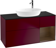 Тумба під раковину Villeroy & Boch Finion 120х50,1 см з підсвічуванням МДФ півонія матовий лак/скло чорне матове F952GNHB