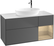 Тумба под раковину Villeroy & Boch Finion 120х50,1 см с подсветкой МДФ антрацит матовый лак/стекло белое матовое F951PCGK