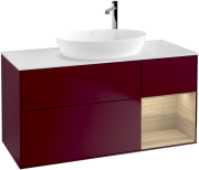 Тумба под раковину Villeroy & Boch Finion 120х50,1 см с подсветкой МДФ пион матовый лак/стекло черное матовое F951PCHB