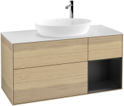 Тумба под раковину Villeroy & Boch Finion 120х50,1 см с подсветкой МДФ шпон дуба/стекло белое матовое F951PDPC