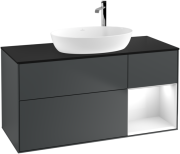 Тумба под раковину Villeroy & Boch Finion 120х50,1 см с подсветкой МДФ темно-синий матовый лак/стекло черное матовое F952GFHG