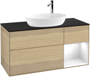 Тумба под раковину Villeroy & Boch Finion 120х50,1 см с подсветкой МДФ шпон дуба/стекло черное матовое F952GFPC