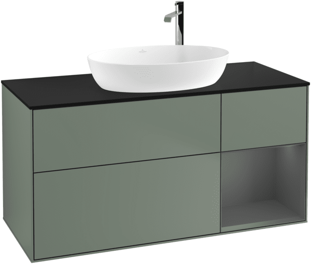 Тумба под раковину Villeroy & Boch Finion 120х50,1 см с подсветкой МДФ оливковый матовый лак/стекло черное матовое F952GKGM