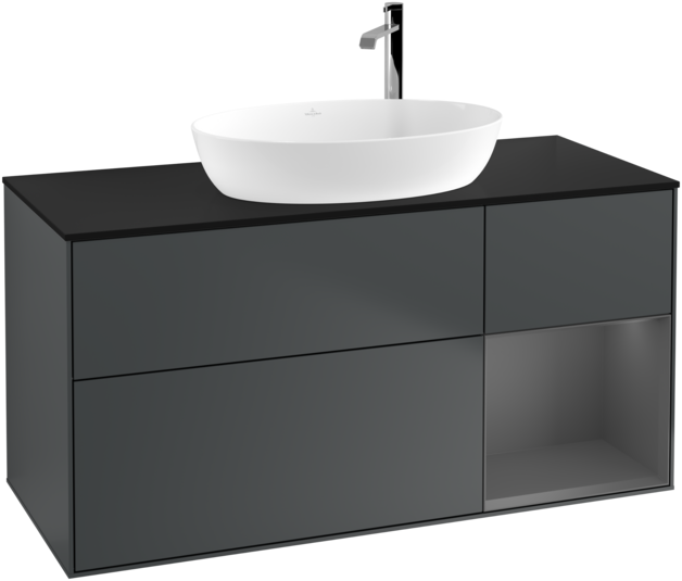 Тумба под раковину Villeroy & Boch Finion 120х50,1 см с подсветкой МДФ темно-синий матовый лак/стекло черное матовое F952GKHG