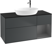 Тумба под раковину Villeroy & Boch Finion 120х50,1 см с подсветкой МДФ темно-синий матовый лак/стекло черное матовое F952GKHG